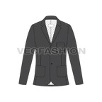 Mens Gray Slim-fit Sport Jacket flat sketch, front view
