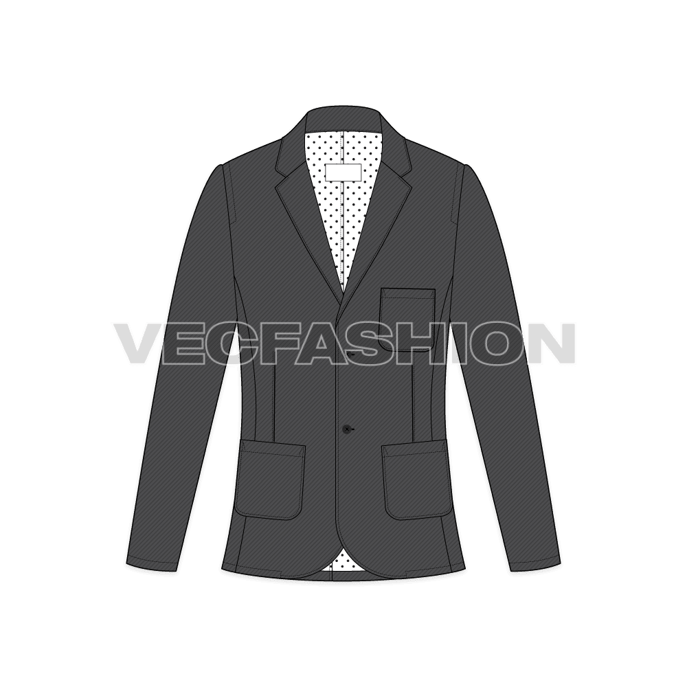 Mens Gray Slim-Fit Sport Jacket front view