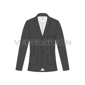 Mens Gray Slim-Fit Sport Jacket front view