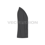Mens Gray Slim-fit Sport Jacket flat sketch, side view