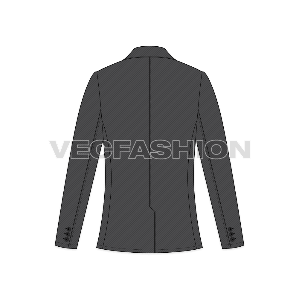 Mens Gray Slim-fit Sport Jacket flat sketch, back view