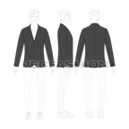 Mens Gray Slim-fit Sport Jacket flat sketch, croqui sketch