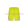 Mens gym shorts flat sketch, front view