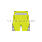 Mens gym shorts flat sketch, back view