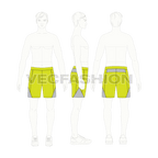 Mens gym shorts flat sketch, croqui sketch