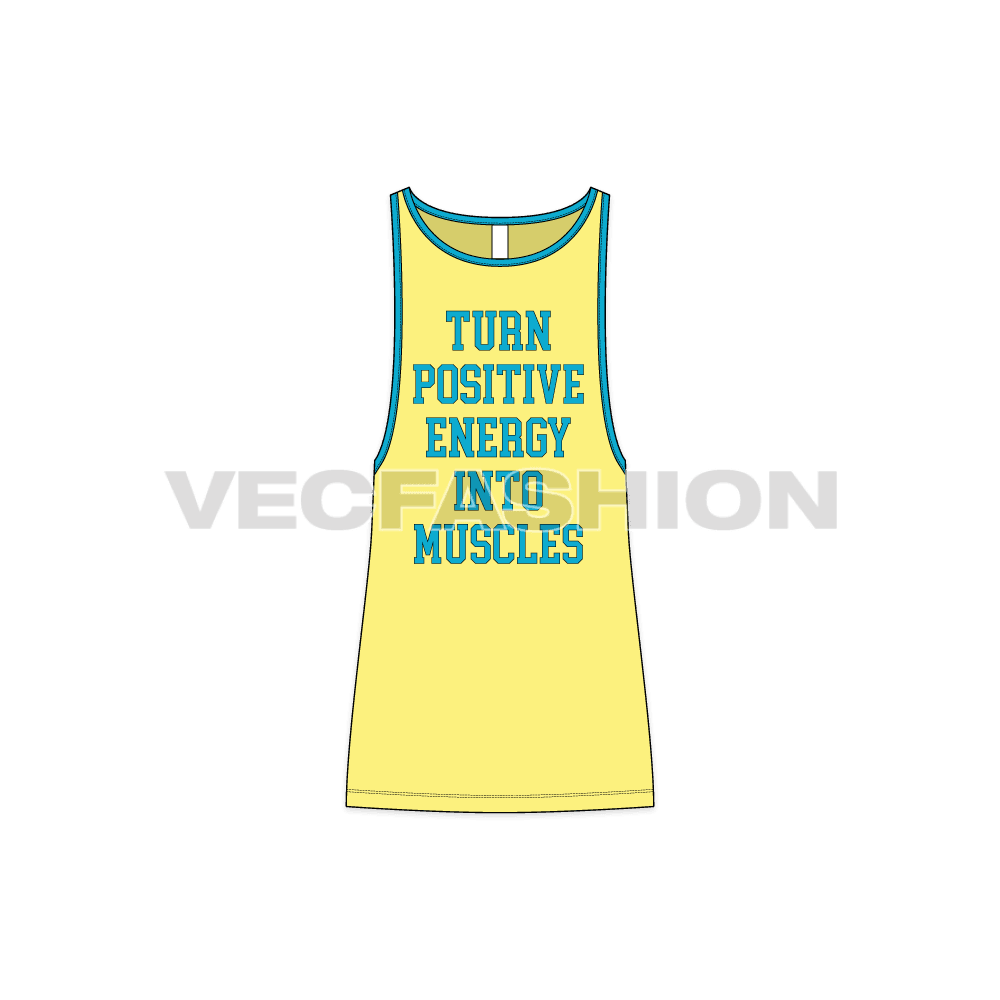 Mens gym tank flat sketch, front view