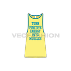 Mens gym tank flat sketch, front view