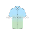 Mens half sleeved cotton shirt flat sketch, front view