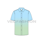 Mens half sleeved cotton shirt flat sketch, front view