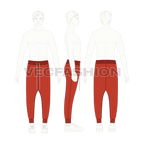 Mens harem joggers flat sketch, croqui sketch
