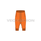 Mens harem joggers below knee flat sketch, front view