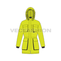 Mens Heavy Mountain Jacket flat sketch, front view
