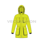 Mens Heavy Mountain Jacket flat sketch, front view