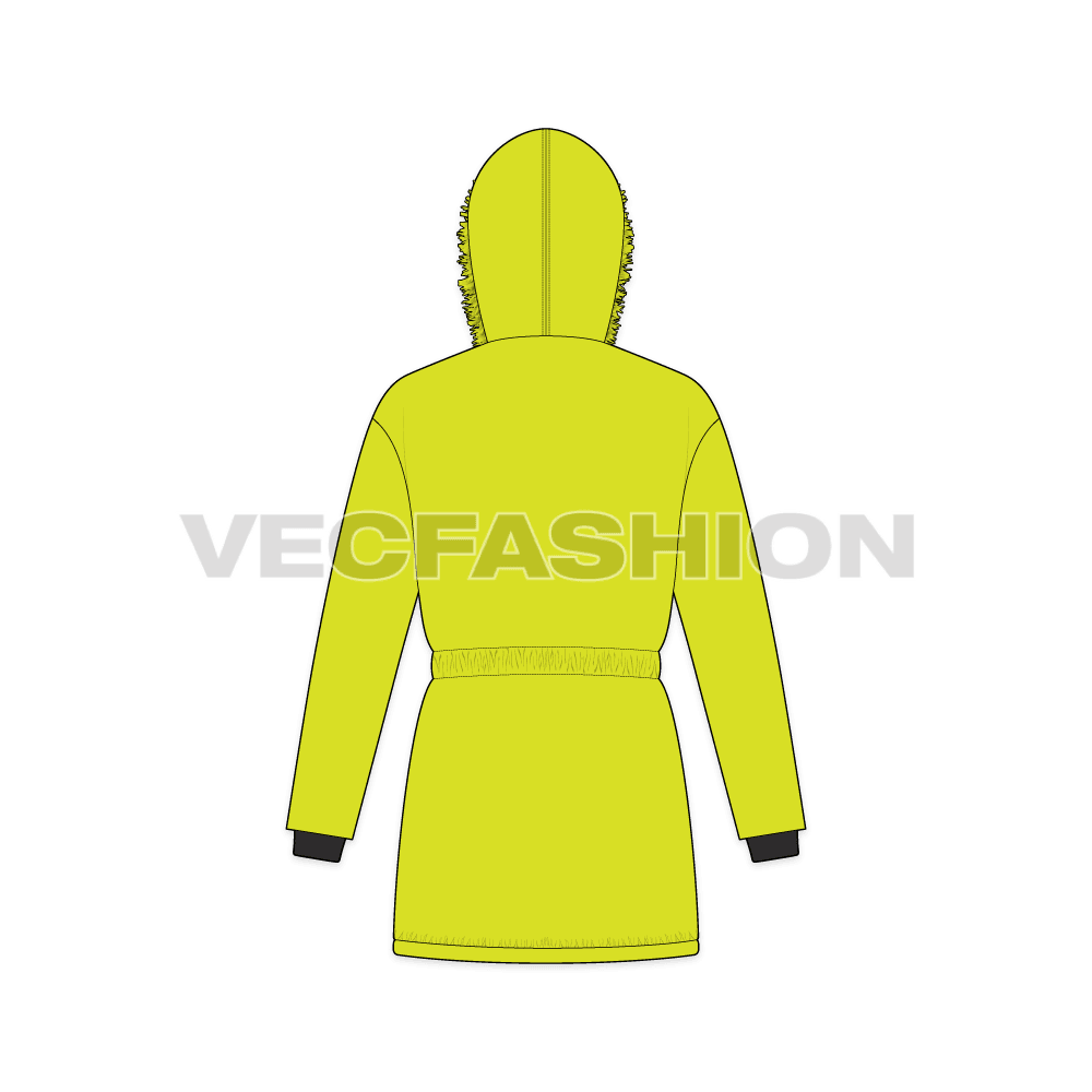 Mens Heavy Mountain Jacket flat sketch, back view