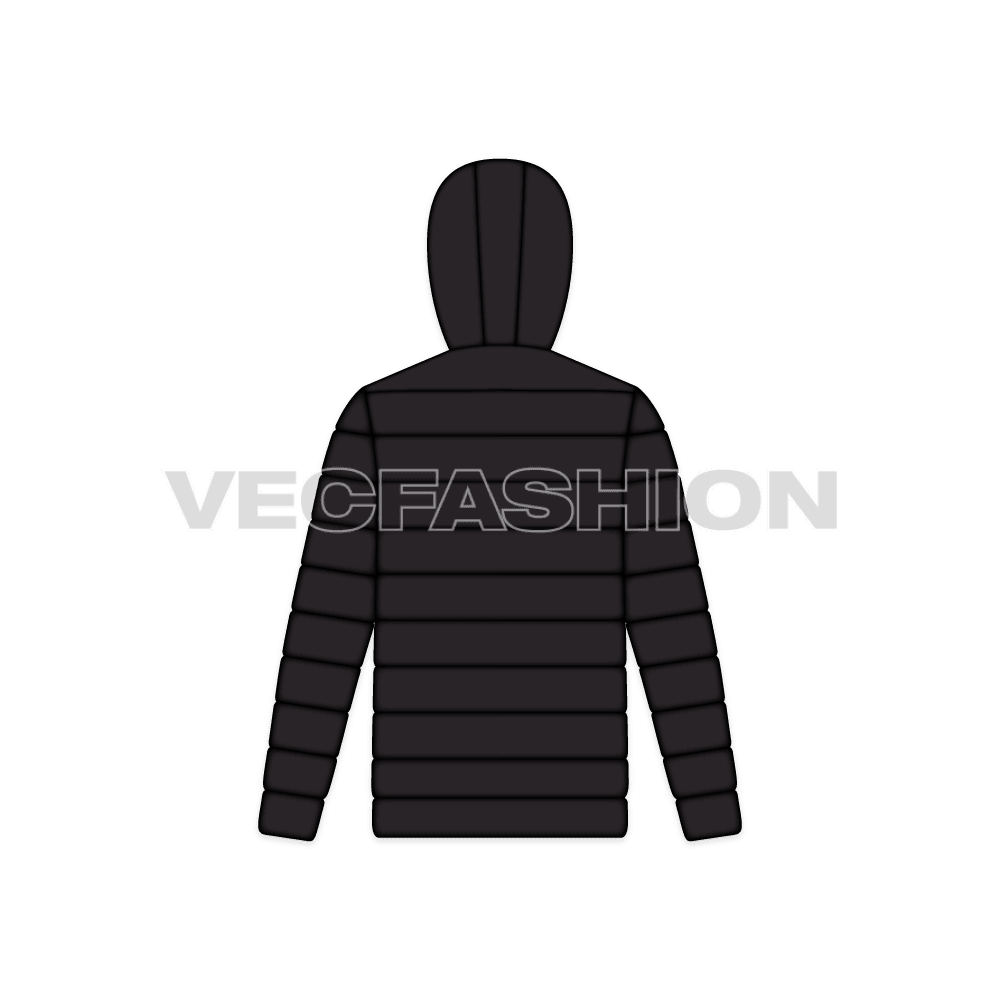Mens Heavy Quilted Jacket flat sketch, back view