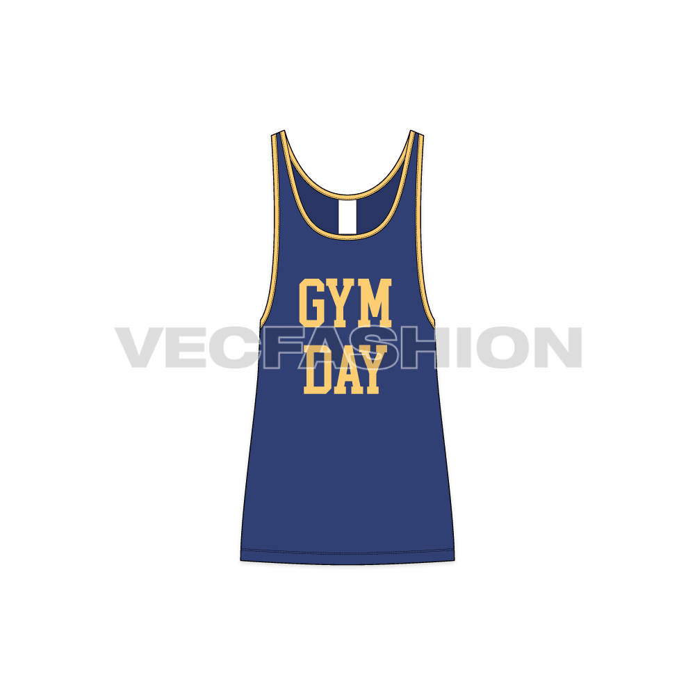 Mens heavy weight gym tank flat sketch, front view
