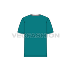 Mens henley neck t-shirt, white grey flat sketch, back view