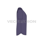Mens henley neck t-shirt, purple flat sketch, side view