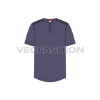 Mens henley neck t-shirt, purple flat sketch, front view