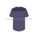 Mens henley neck t-shirt, purple flat sketch, back view