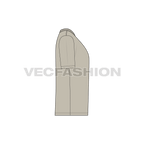 Mens henley neck t-shirt flat sketch, side view