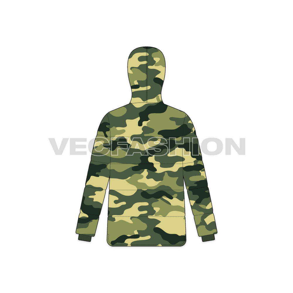 Mens High Altitude Expedition Jacket flat sketch, back view