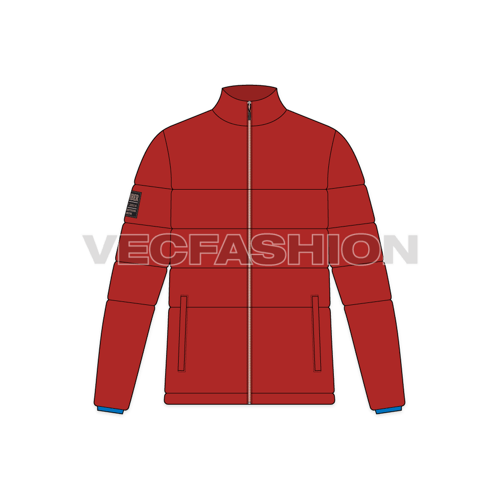 Mens High Altitude Puffer Jacket flat sketch, front view