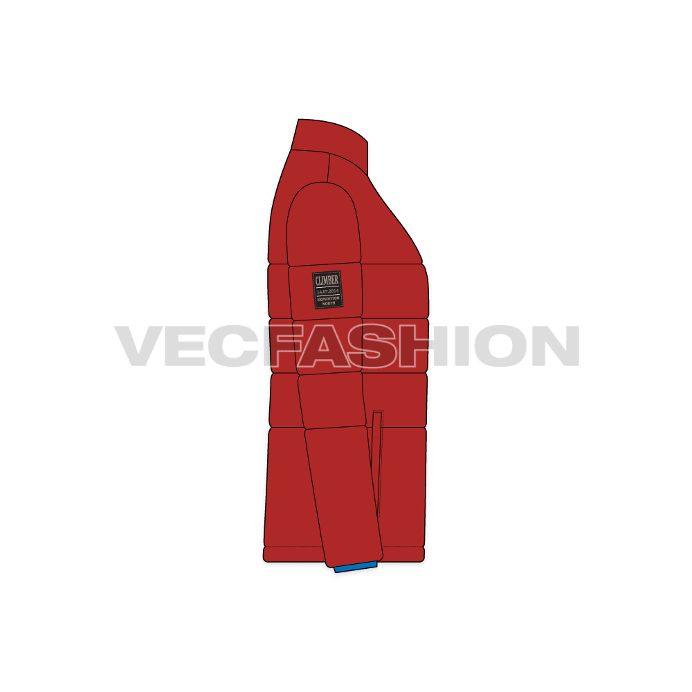 Mens High Altitude Puffer Jacket flat sketch, side view