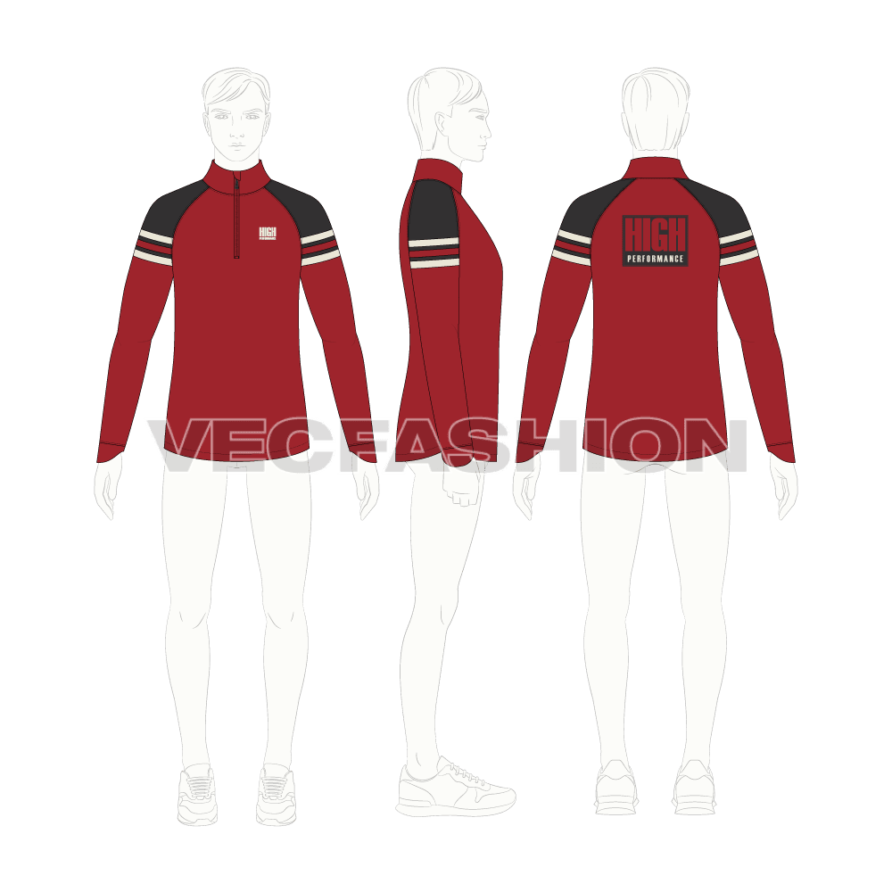 Mens High Performance Jacket flat sketch, croqui sketch