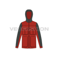 Mens Hiking Jacket Flat Template flat sketch, front view
