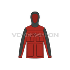 Mens Hiking Jacket Flat Template flat sketch, front view