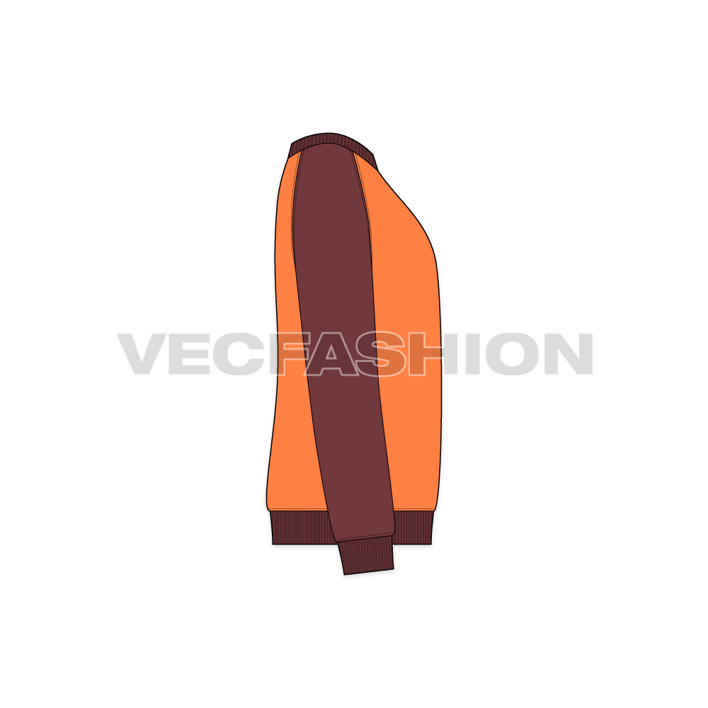 Mens holiday sweatshirt flat sketch, side view