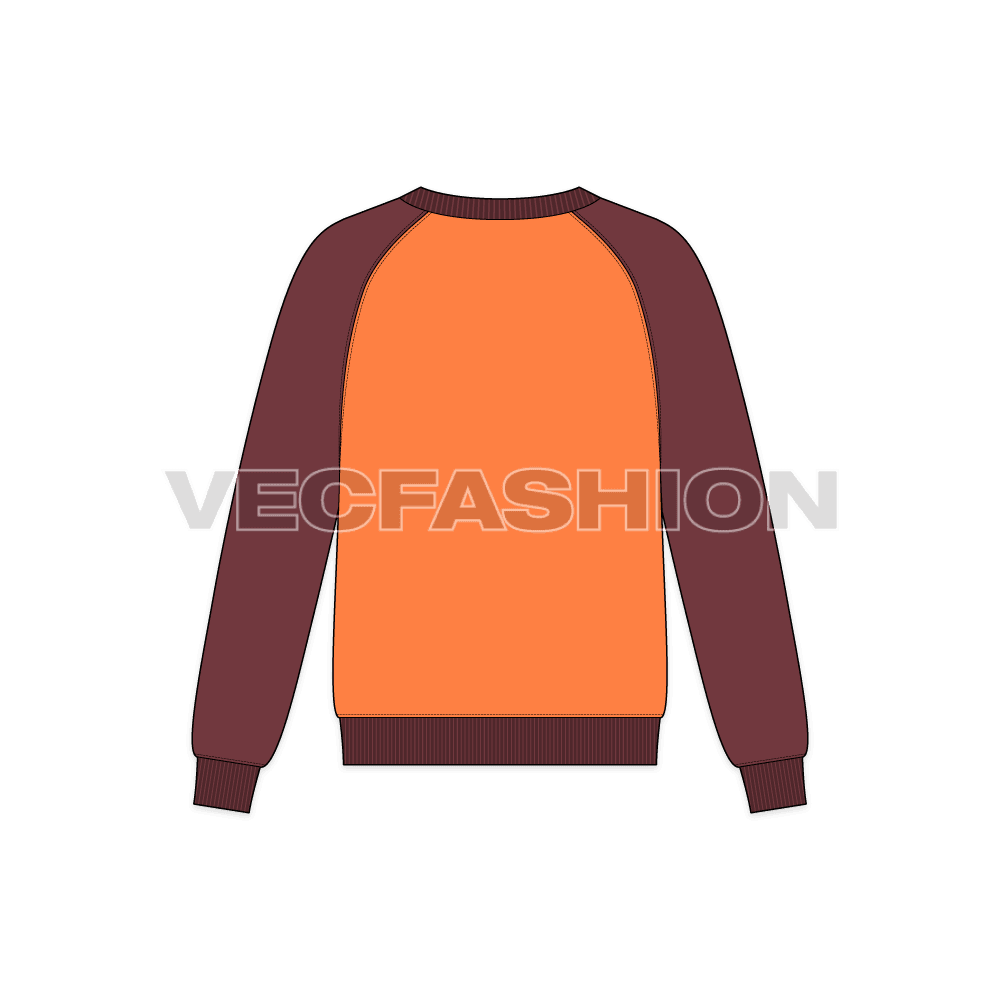 Mens holiday sweatshirt flat sketch, back view