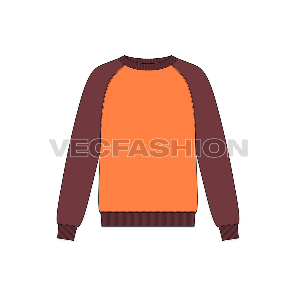 Mens holiday sweatshirt flat sketch, front view