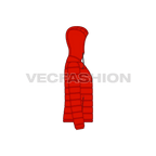 Mens Hooded Down Jacket flat sketch, side view