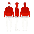 Mens Hooded Down Jacket flat sketch, croqui sketch