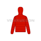 Mens Hooded Down Jacket flat sketch, back view