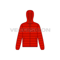 Mens Hooded Down Jacket flat sketch, front view