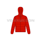 Mens Hooded Down Jacket flat sketch, front view