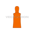 Mens hooded down vest flat sketch, back view