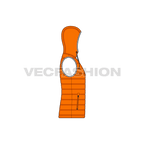 Mens hooded down vest flat sketch, side view