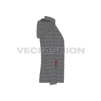 Mens Hooded Down Jacket flat sketch, side view