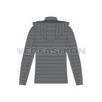 Mens Hooded Down Jacket flat sketch, back view