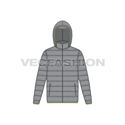 Mens Hooded Puffer Jacket front view