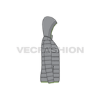 Mens Hooded Puffer Jacket flat sketch, side view