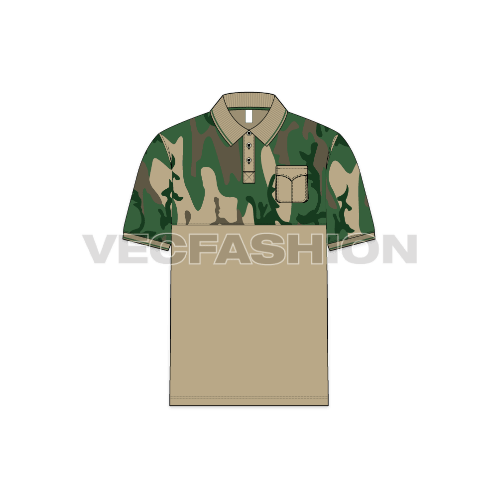 Mens Hunter Polo Shirt With Camouflage Print