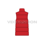 Mens insulated puffer vest flat sketch, back view