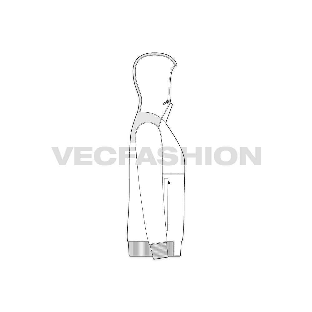 Mens Insulated Windbreaker flat sketch, side view