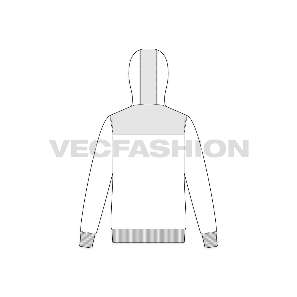 Mens Insulated Windbreaker flat sketch, back view