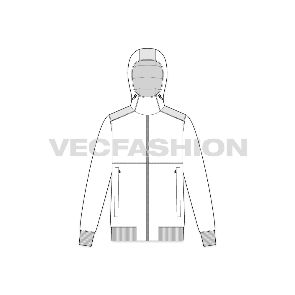 Mens Insulated Windbreaker flat sketch, front view